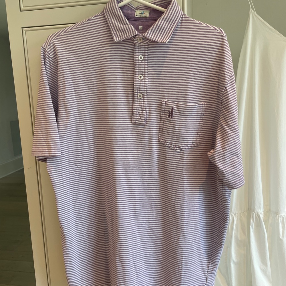 johnnie-O Lavender Striped Polo Shirt